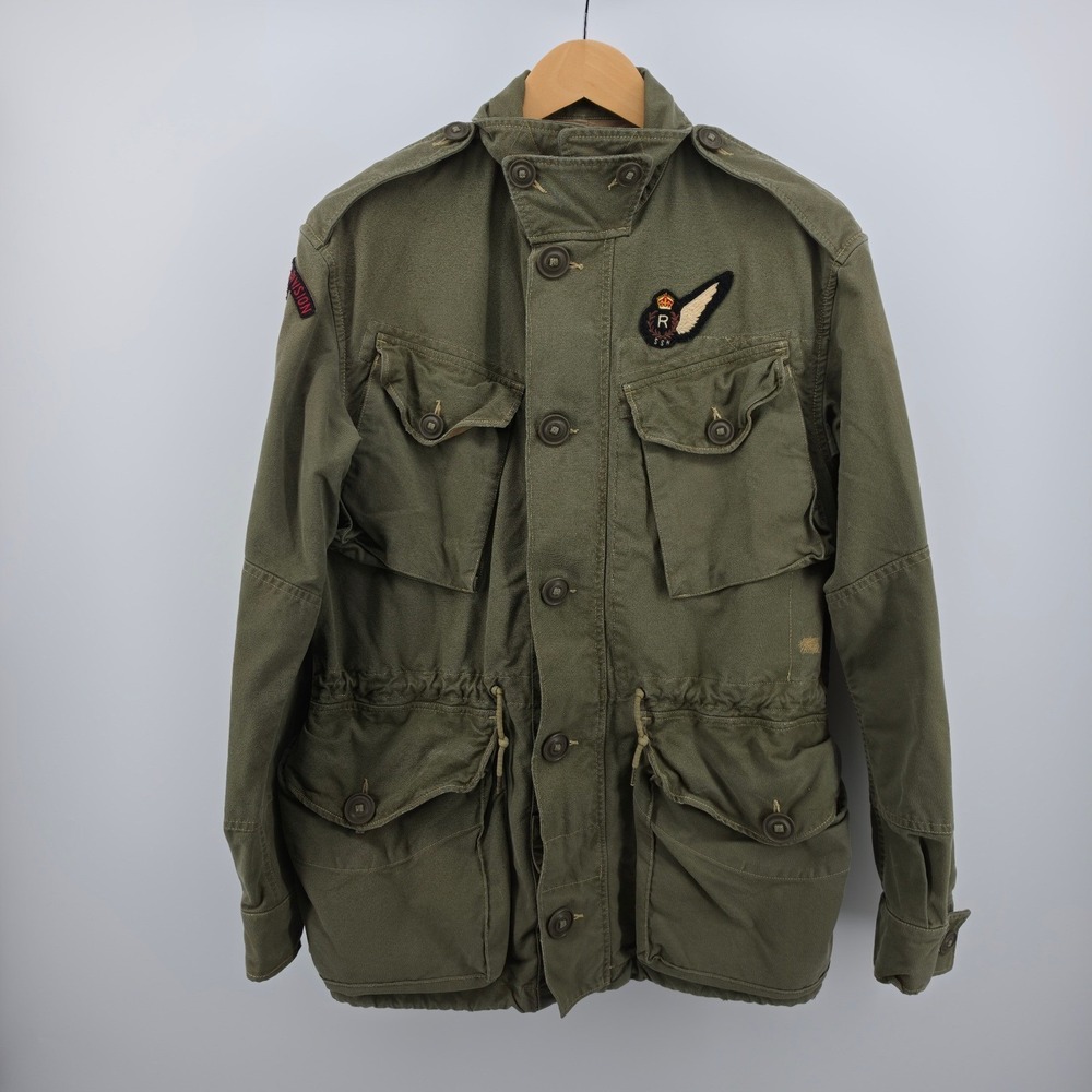 Polo Ralph Lauren Mens Field Jacket Medium Military Olive Green M-65 Patches
